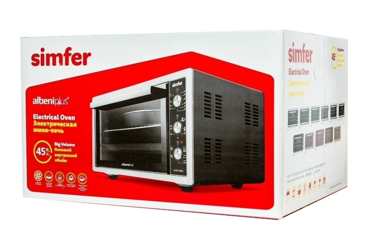 Мини-печь Simfer M4503TB серия Albeni Plus Comfort 5 режимов работы конвекция | Бытовая техника