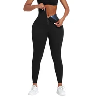 women fitness wide waistband butt lifting neoprene shaper leggings slim fit long soft tights high waist peach hip pants
