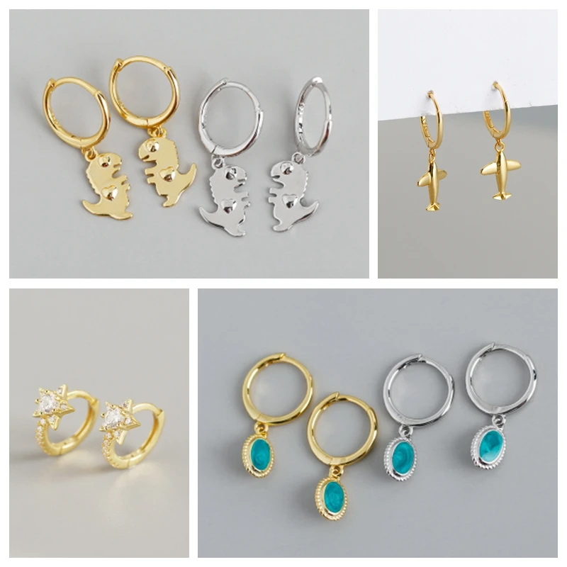 Роскошные изящные украшения простые серьги в виде динозавра серебро 925 пробы для