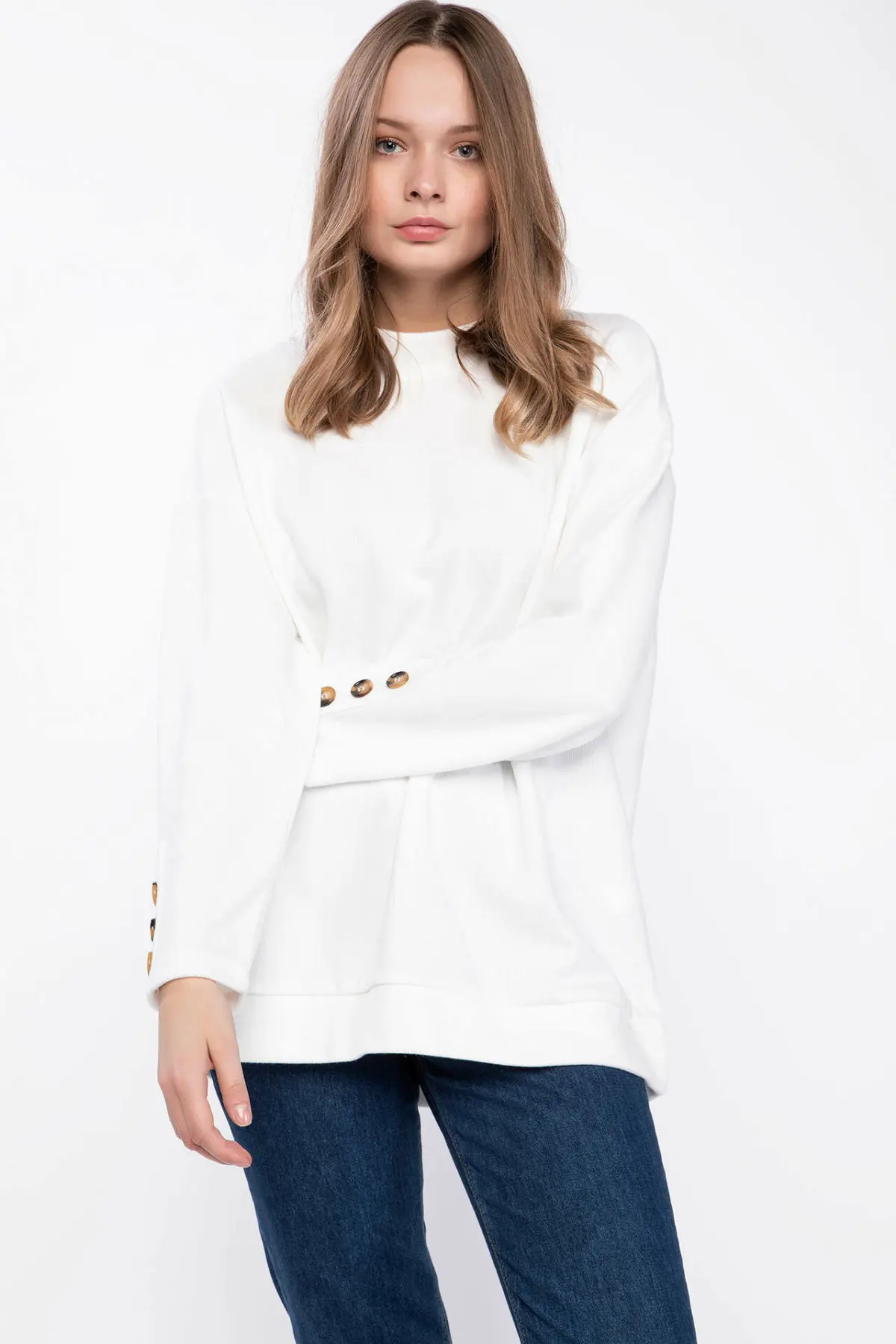 DeFacto Женская белая/черная трикотажная туника пуловер Женский Повседневный