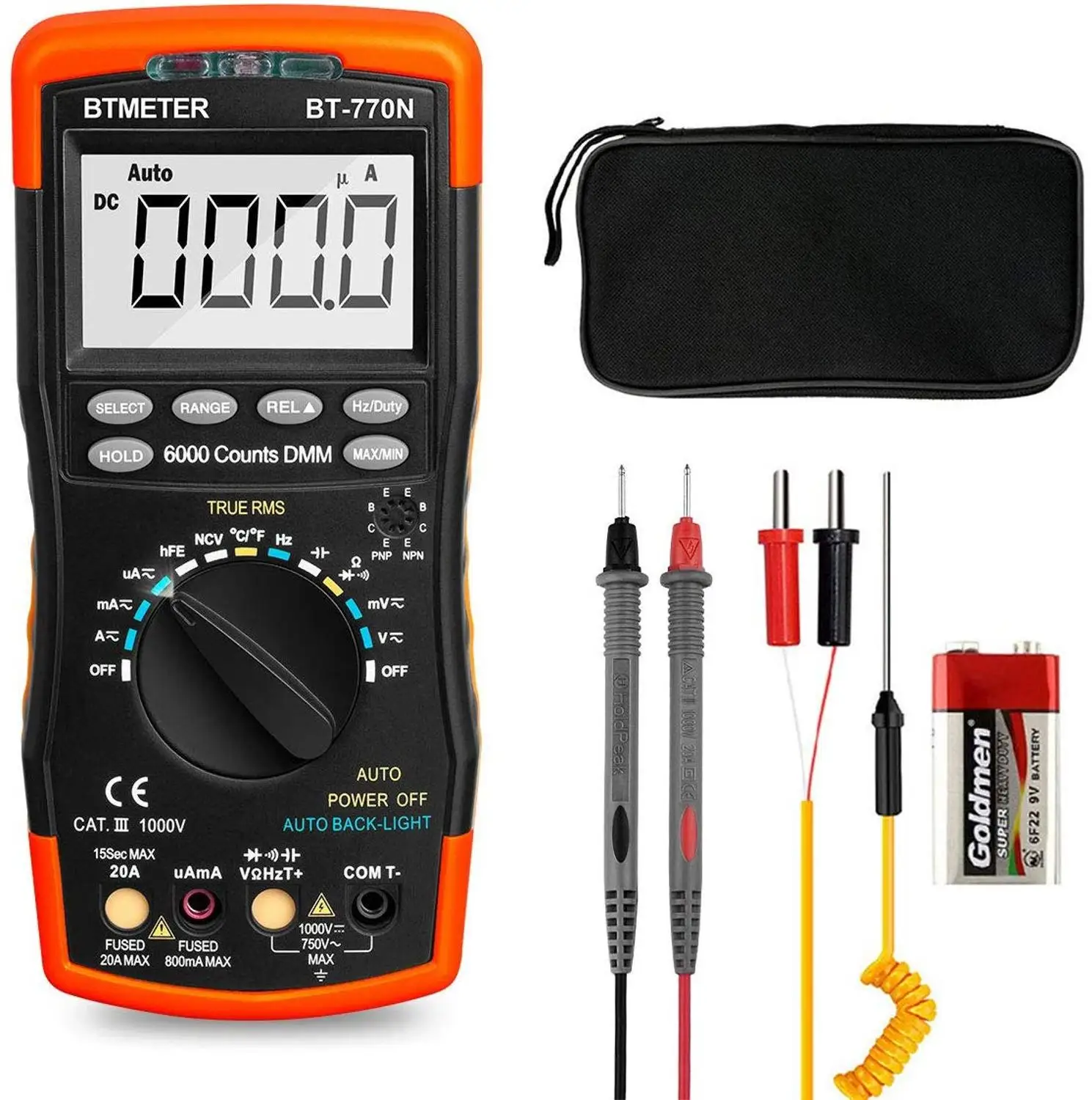 BTMETER BT-770N мультиметр Авто/ручной диапазон цифровой Avometer Универсальный измеритель 6000 отсчетов с самоблокирующейся защитой