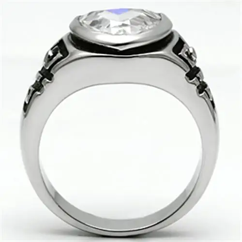 Кольцо из родиевой латуни с прозрачным фианитом класса AAA | Украшения и