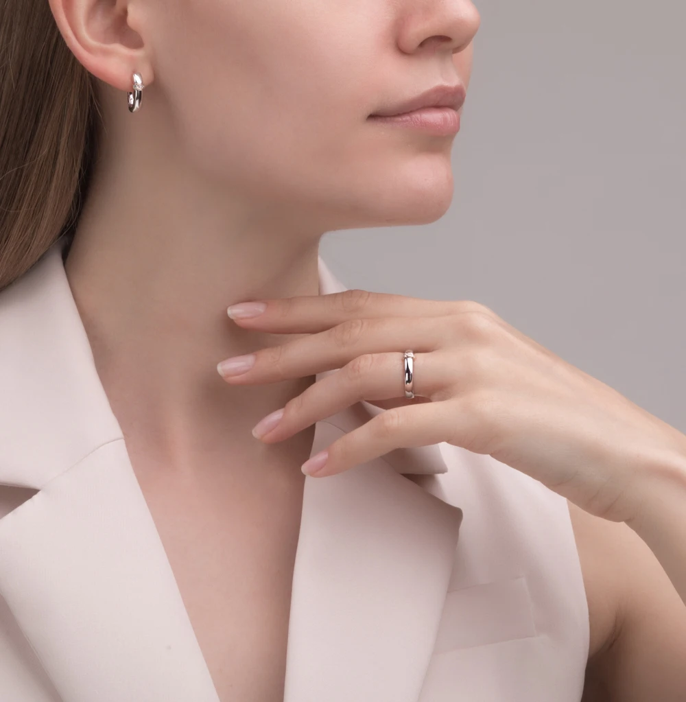 Серебряные серьги с вставкой: золото и бриллиантами SUNLIGHT проба 925 | Украшения