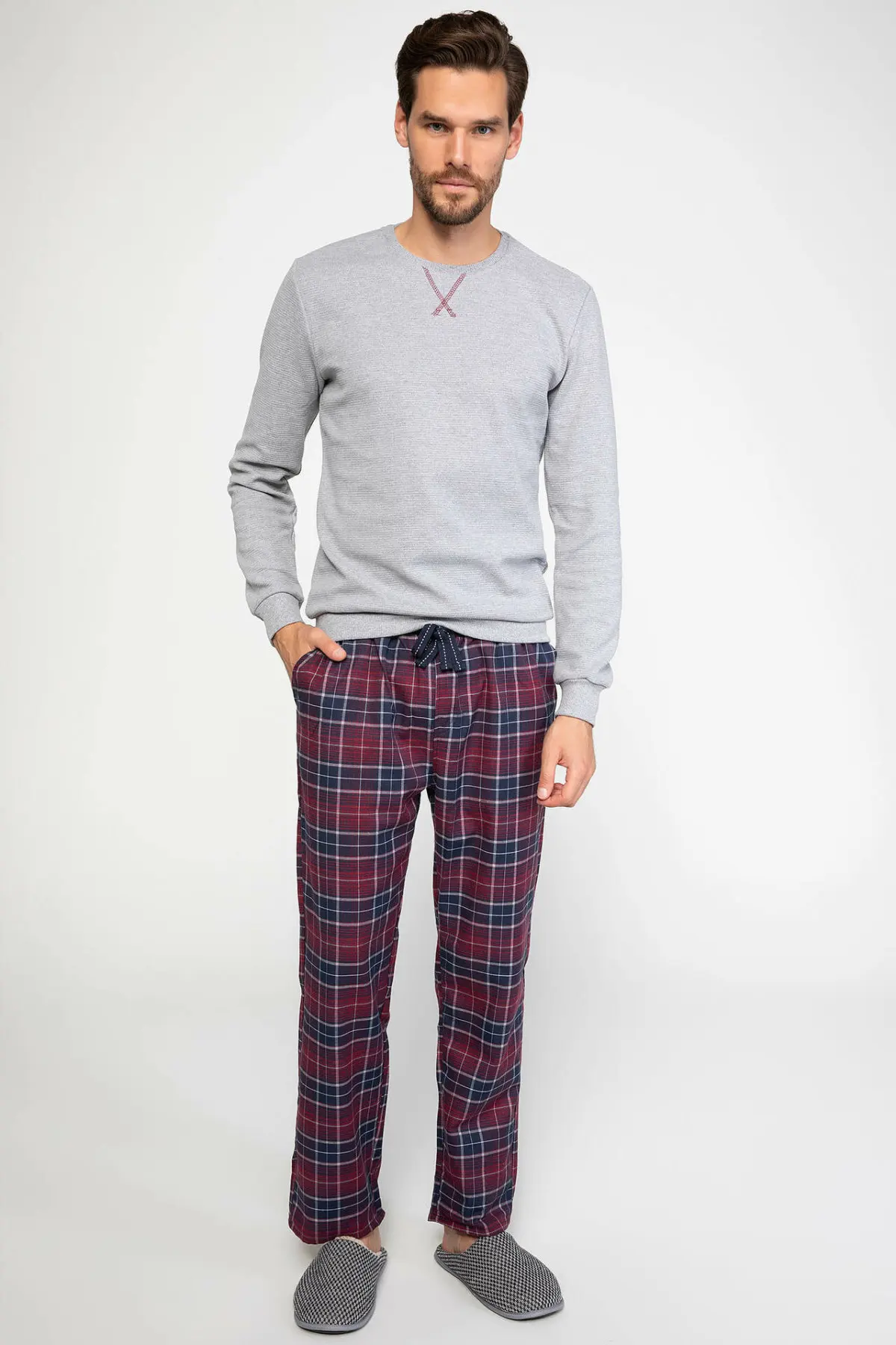 DeFacto мужские трикотажные комплекты осенние хлопковые футболки с длинным рукавом