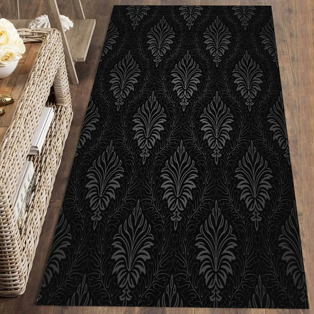 Еще черный белый цвет Дамаск Винтаж марокканский 3d печати нескользящие