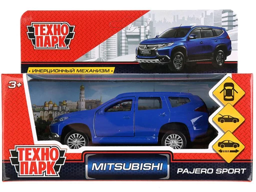 Металлическая Машина "Mitsubishi Pajero Sport" с открывающимися дверями, инерционная, коллекционная модель на 12 см от Technopark.