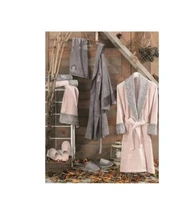 Lace Vita bamboo family bathrobe set jasmine powder-gray
