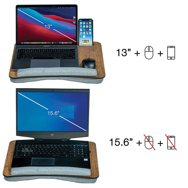 lap laptop desk ls011 portable lap desk with pillow cushion fits up to 15 6 inch laptop tablet and phone holder free global shipping