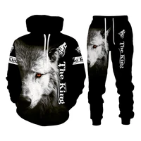 the leopard and wolf animal 3d printed sweatshirt hoodies set chimpanzees mens tracksuitpulloverpants sportswear male suit