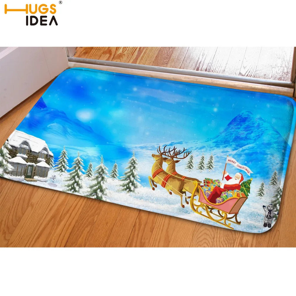 HUGSIDEA Рождественский напольный коврик с лосями милый зимний для входной двери