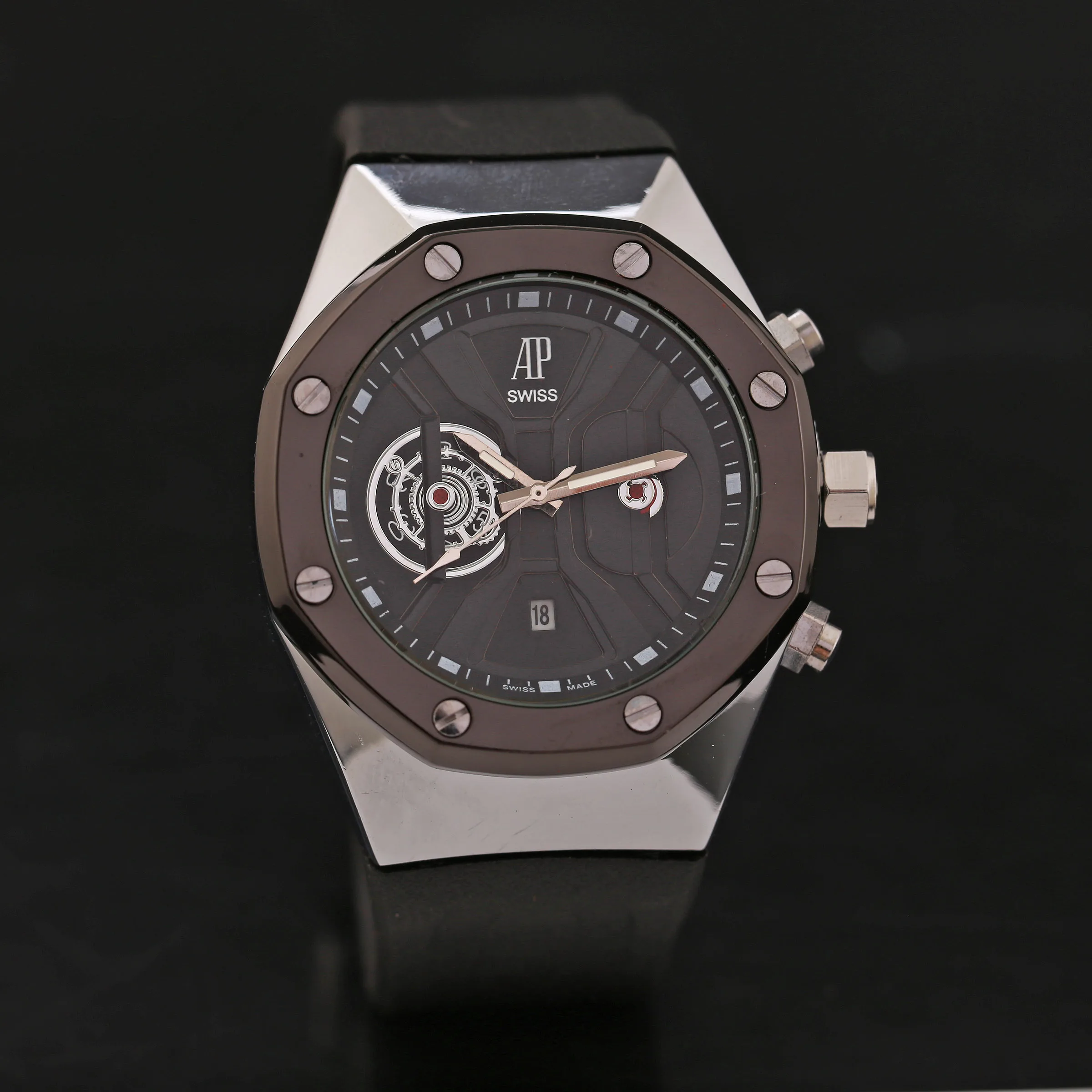 Mens Watches Stainless Steel Rubber Band Quartz Wristwatches | Наручные часы