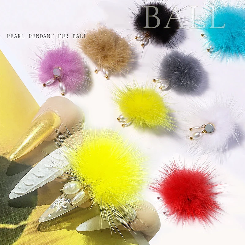 

Magnetic Pom-Pom Nail Art Detachable Magnetic Nail Pom Poms DIY Pearl Pendant Hair Ball Stock