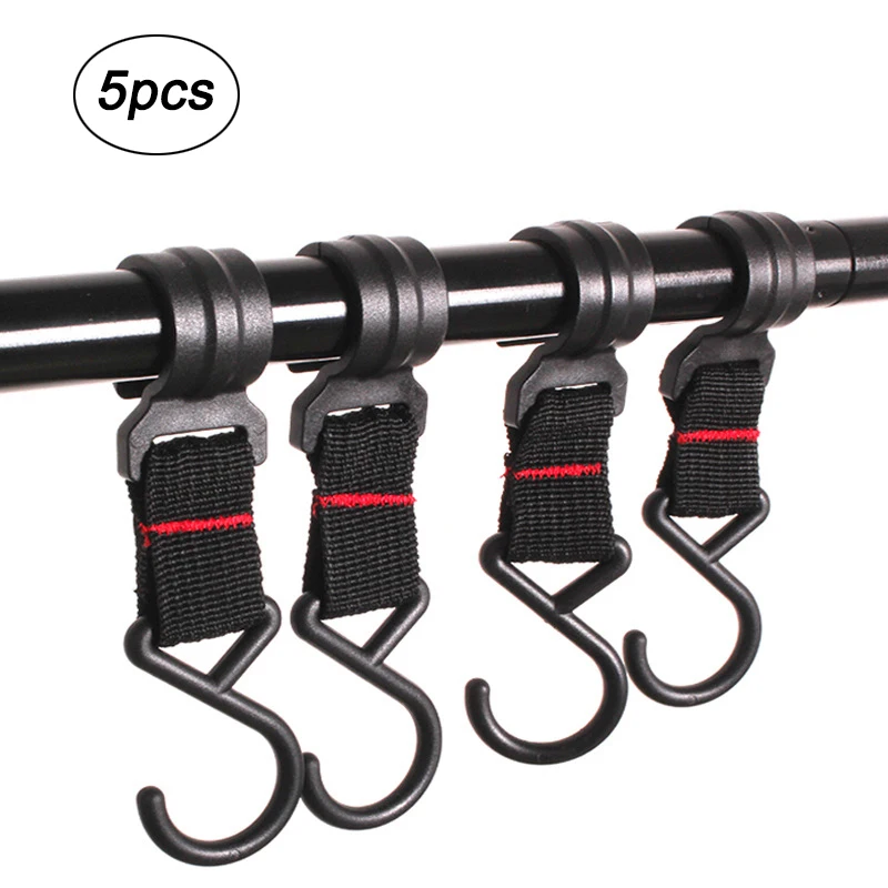 

5Pcs Outdoor Camping Hanging Rack Hook Campsite Tent Pole Cookware Storage Strap Hanger