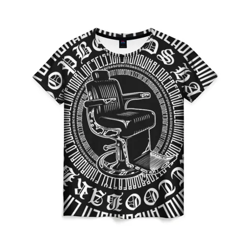 Женская футболка 3D Барбер Каллиграфия|Футболки| |
