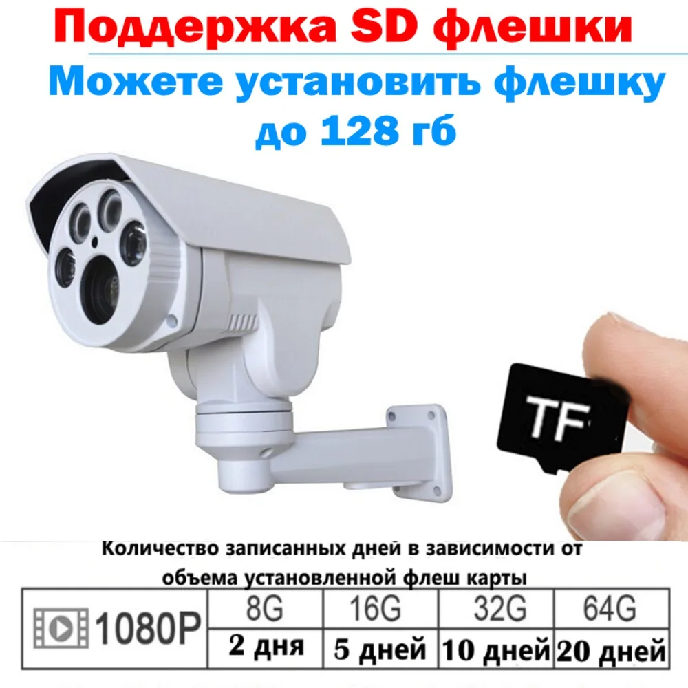 Камера поворотная уличная сетевая проводная PTZ ZOOM X10 IP камера 2 мегапикселя VD-PT23H10X