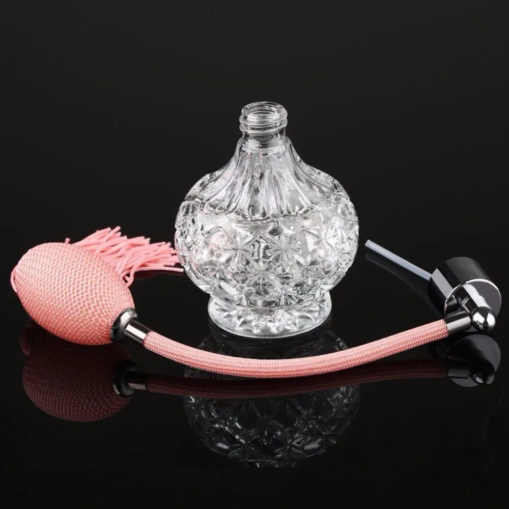 Винтажный Прозрачный флакон для духов 80 мл желтый/розовый/черный