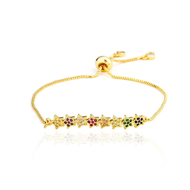 Горячее предложение, золотой циркониевый браслет и браслет, Женский Радужный Браслет в виде ракушки, Роскошный Регулируемый браслет в виде сердца, сглаза, змеиная цепочка - Окраска металла: B1187-8