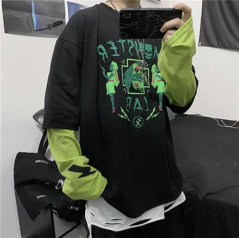 

Gothic Printed T-Shirt Women'S Summer Long-Sleeved Casual T-Shirt Harajuku Streetwear Top Loose Oversized T-Shirt Summer Clothes