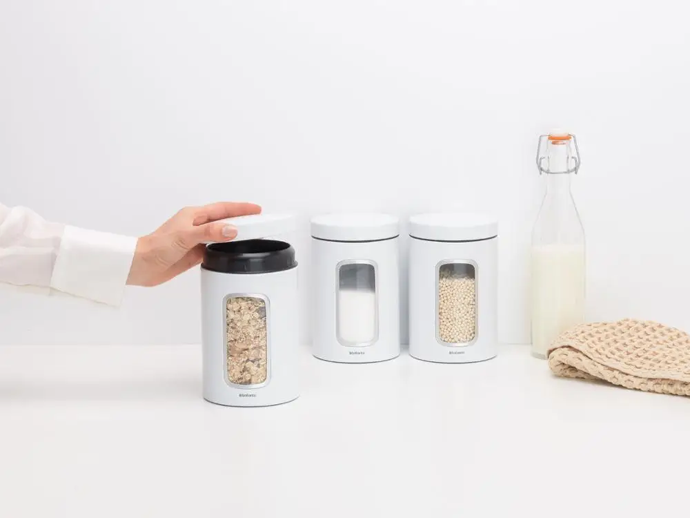 Набор контейнеров Brabantia с окном 1 4л 3 предмета белый 306068|Бутылки и банки для