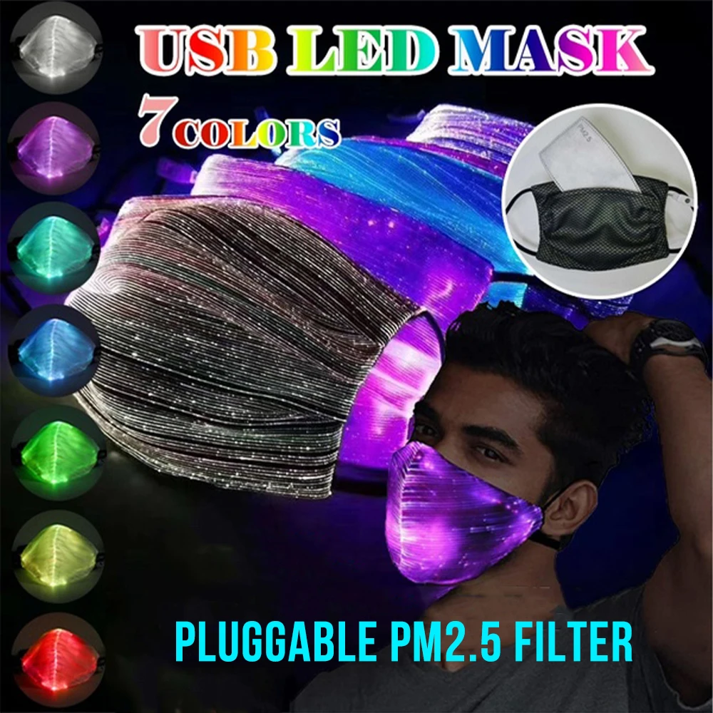 

Replaceable PM2.5 Filter Halloween Flashing LED Mask Colorful Luminous Men/ Women Light Up Masks For Raves/ Parties/ Carnival