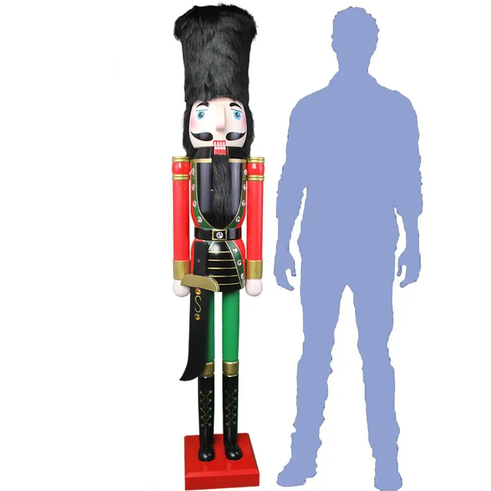 CDL 6feet/180cm/6ft/6foot Life size large/Giant Red and Black  Christmas Wooden Nutcracker King & Soldier Ornament Doll Gift K06