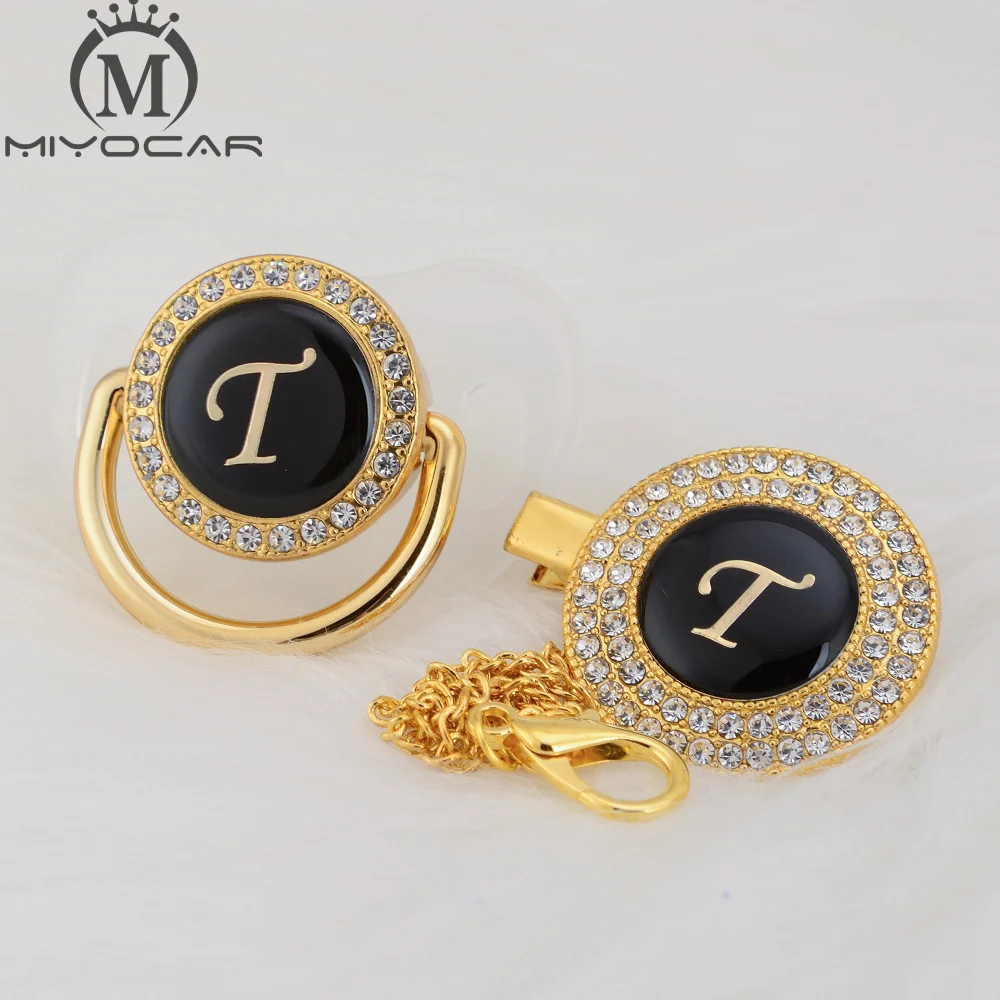 MIYOCAR имя инициалы буквы T элегантный Серебряный bling соска и пустышка Клип BPA бесплатно пустышка bling уникальный дизайн SGS пройти LT