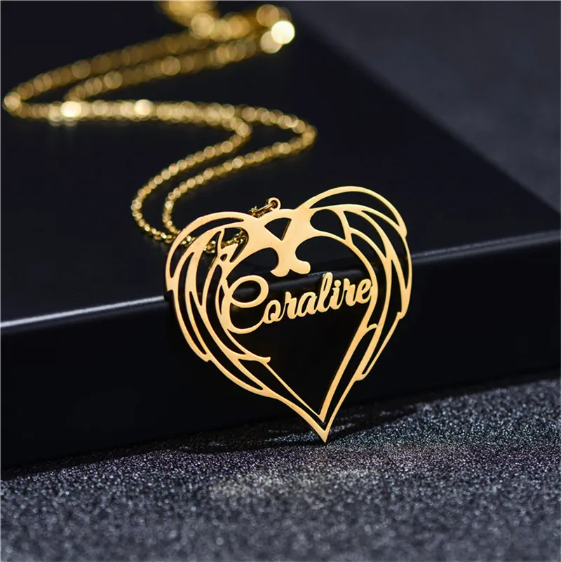 

Personalized Name Necklace Customized Stainless Steel Heart Necklace Fashionable Gifts for Women and Children