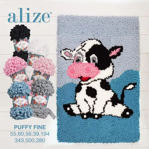 Пряжа для вязания Alize Puffy Fine Ball Finger 100 грамм 14 метров акриловая нить Осень зима