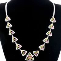 18x18mm mulit color pink tourmaline citrine green peridot new stone iolite silver necklace length 16 5 17 5inch