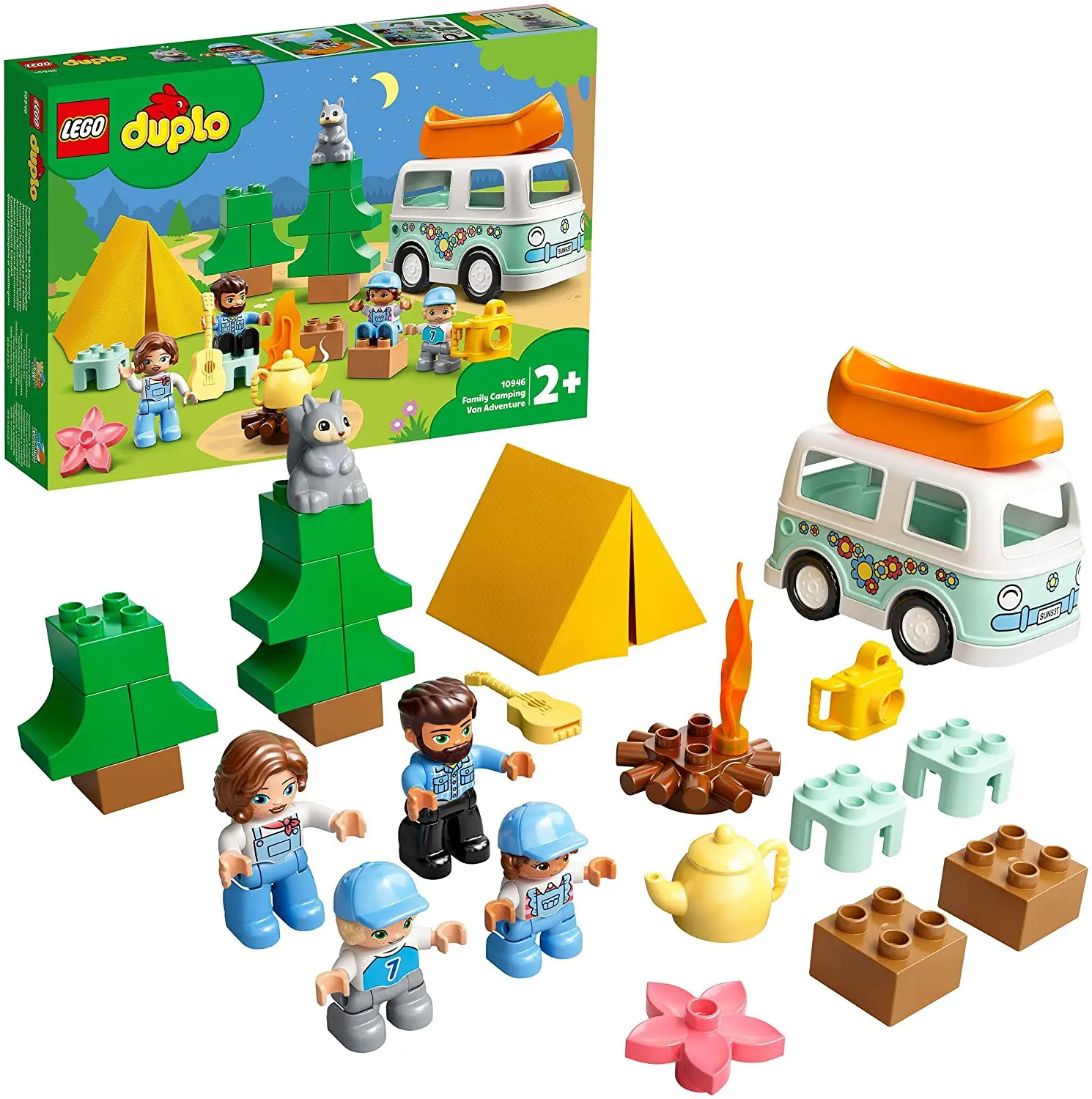 

LEGO 10946 DUPLO Town Family Camping Van Adventure Car Toy for Toddlers 2 + Years Old, Preschool Educational Set