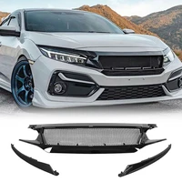front upper grill grille wmesh for 2016 2018 honda civic 10th glossy black