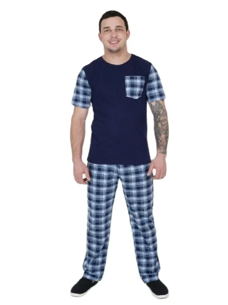 Комплект мужской домашний ZoyaStyle трикотажный костюм с брюками штаны и футболка