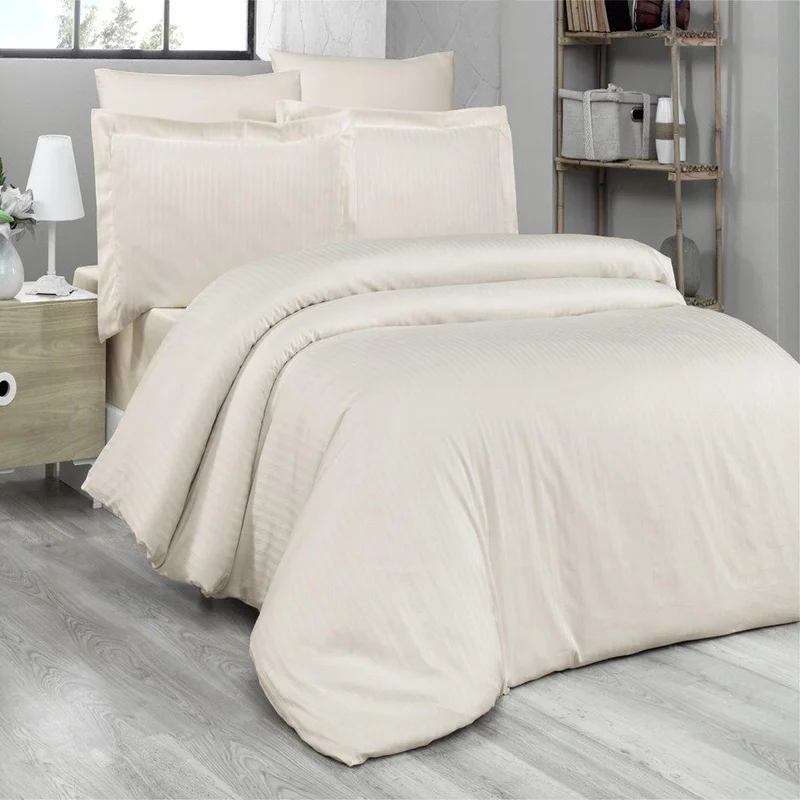 

Satin Bedding Set %100 Cotton Luxury 4xPillowcase + Duvet Case + Flat Sheet 200x220 Assorted Color Breathable Smooth Comfortable
