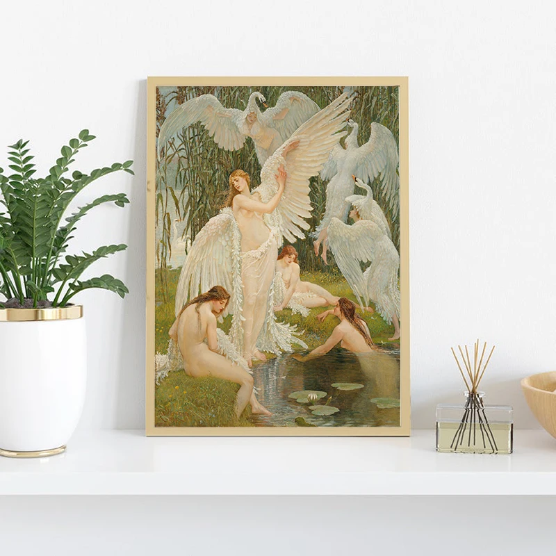 Картина маслом по Уолтеру журавлю Лебедь