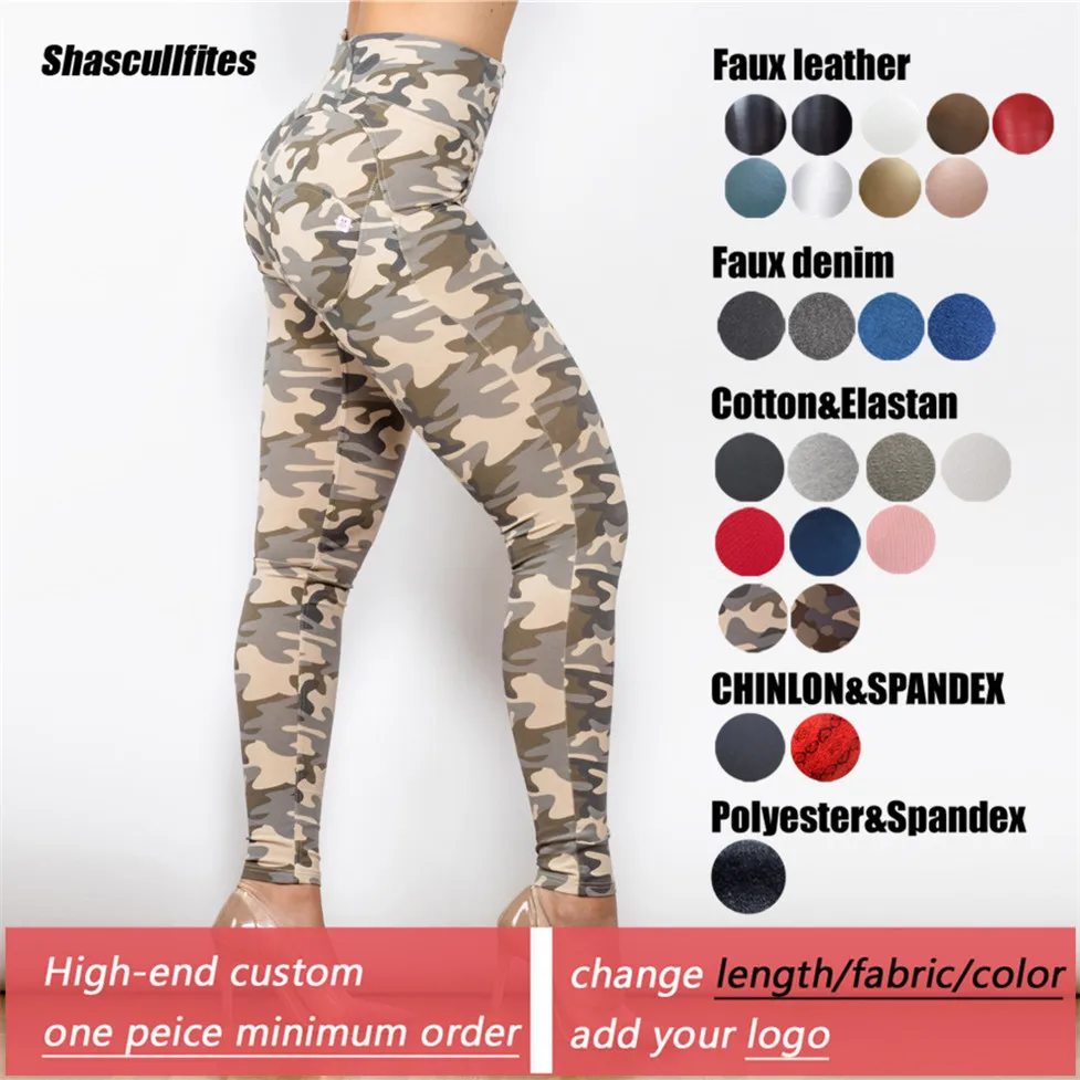 Shascullfites Tailored Camo Pants Women High Waisted Women's Bum Lifting Camouflage Pants Logo Custom Pants