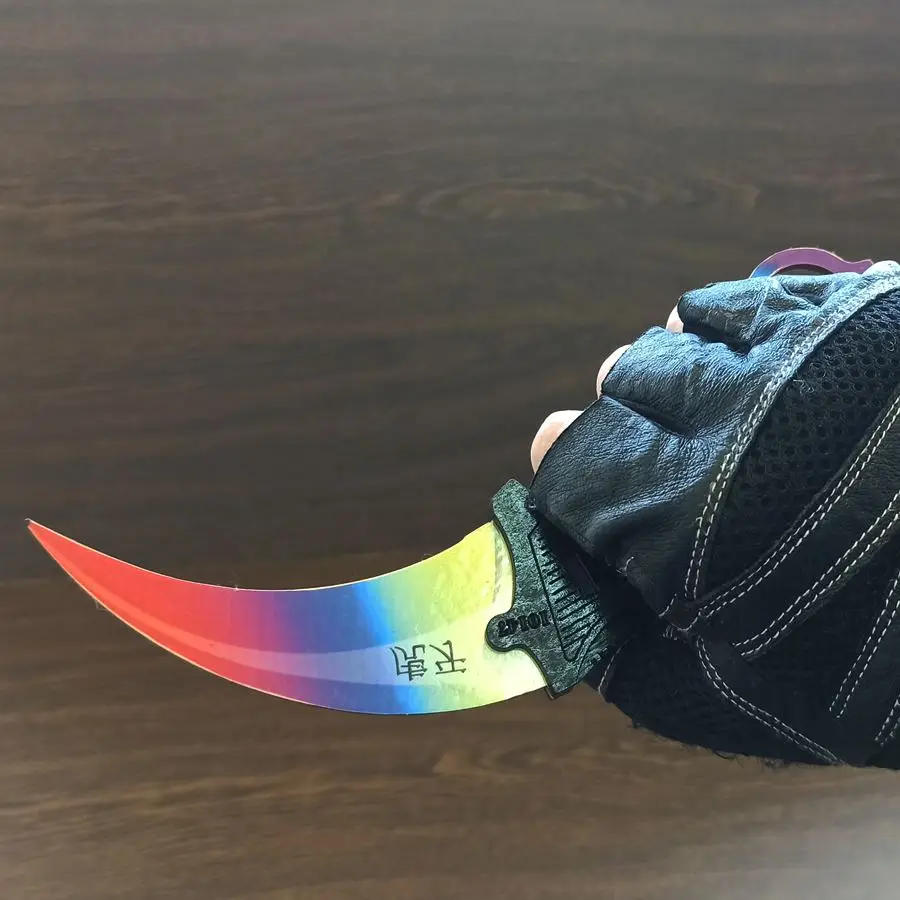 Нож karambit №3 CS:GO дерево фанера 1:1 собранный с наклейками|Образовательное