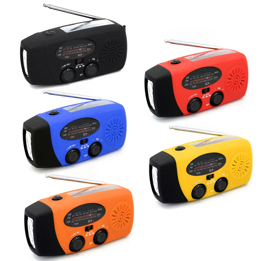 FM AM WB NOAA Weather Radio High Sensitivity Clear Volume Multifunctional Hand Crank Solar USB Charging | Электроника
