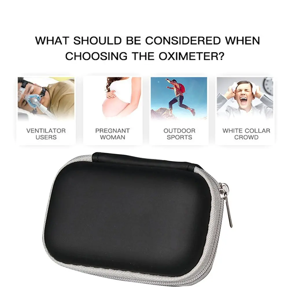 

Пульсоксиметр цифровой Пальчиковый, дорожный спортивный чехол с защитным чехлом и молнией для хранения кислорода в крови