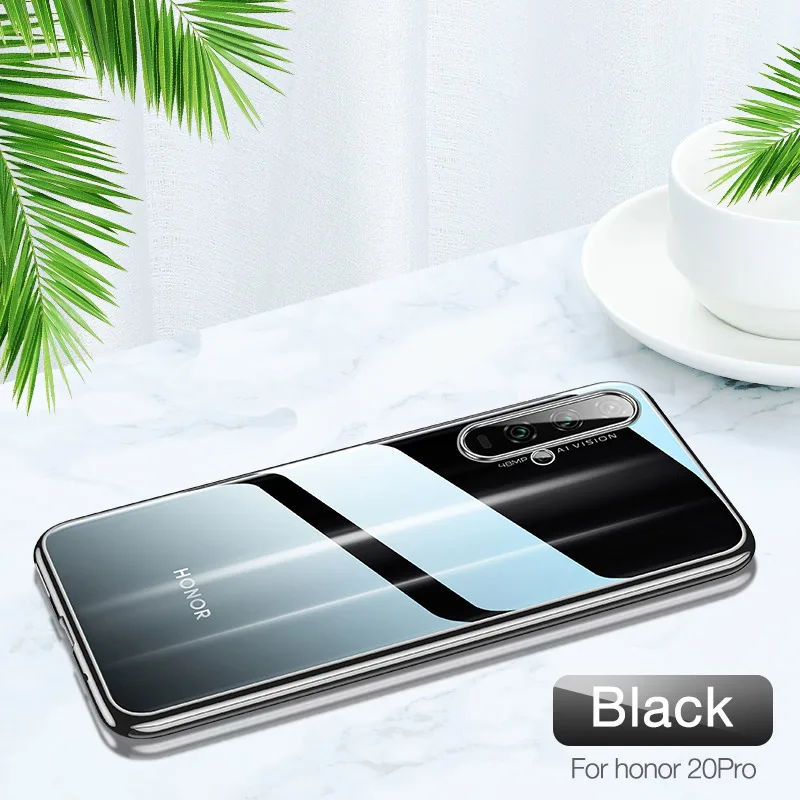 Black CAFELE новейший чехол для huawei honor 20 pro Мягкий ТПУ ультра тонкий смешанный силиконовый прозрачный блестящий чехол для honor 20 - Цвет: Black