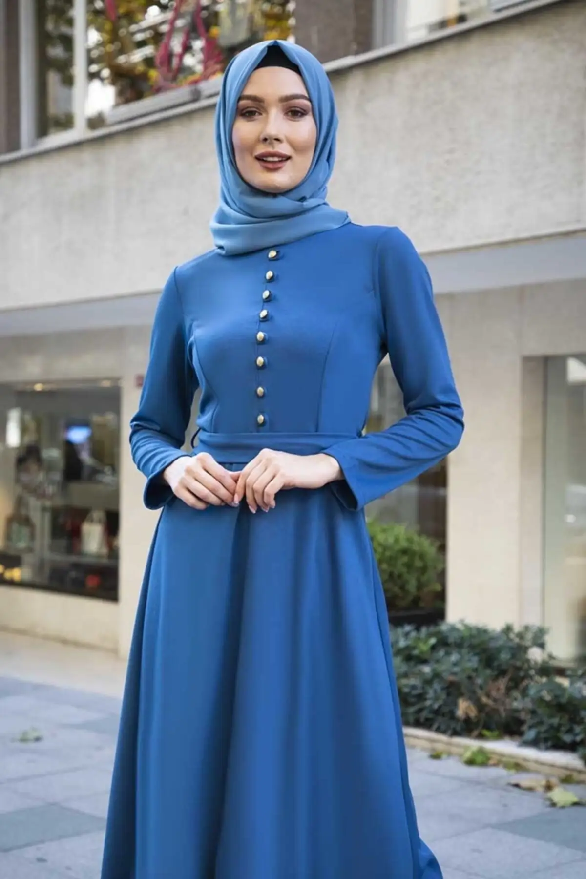 

Fashion Muslim hijab solid O neck long-sleeved long dress women oman arabic turkey modest Islamic clothing