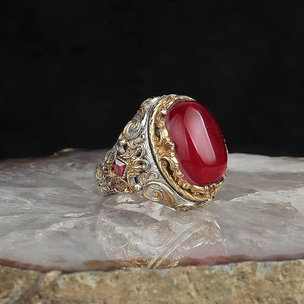 

925 sterling silver men ring real stone Jewelry fashion vintage Gift all size fashion for men and women made in turkey new store
