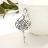 dance girls double skirt rhinestone brooches for women elegant gymnastics lady designs pins jewelry for kids collar suit scarf