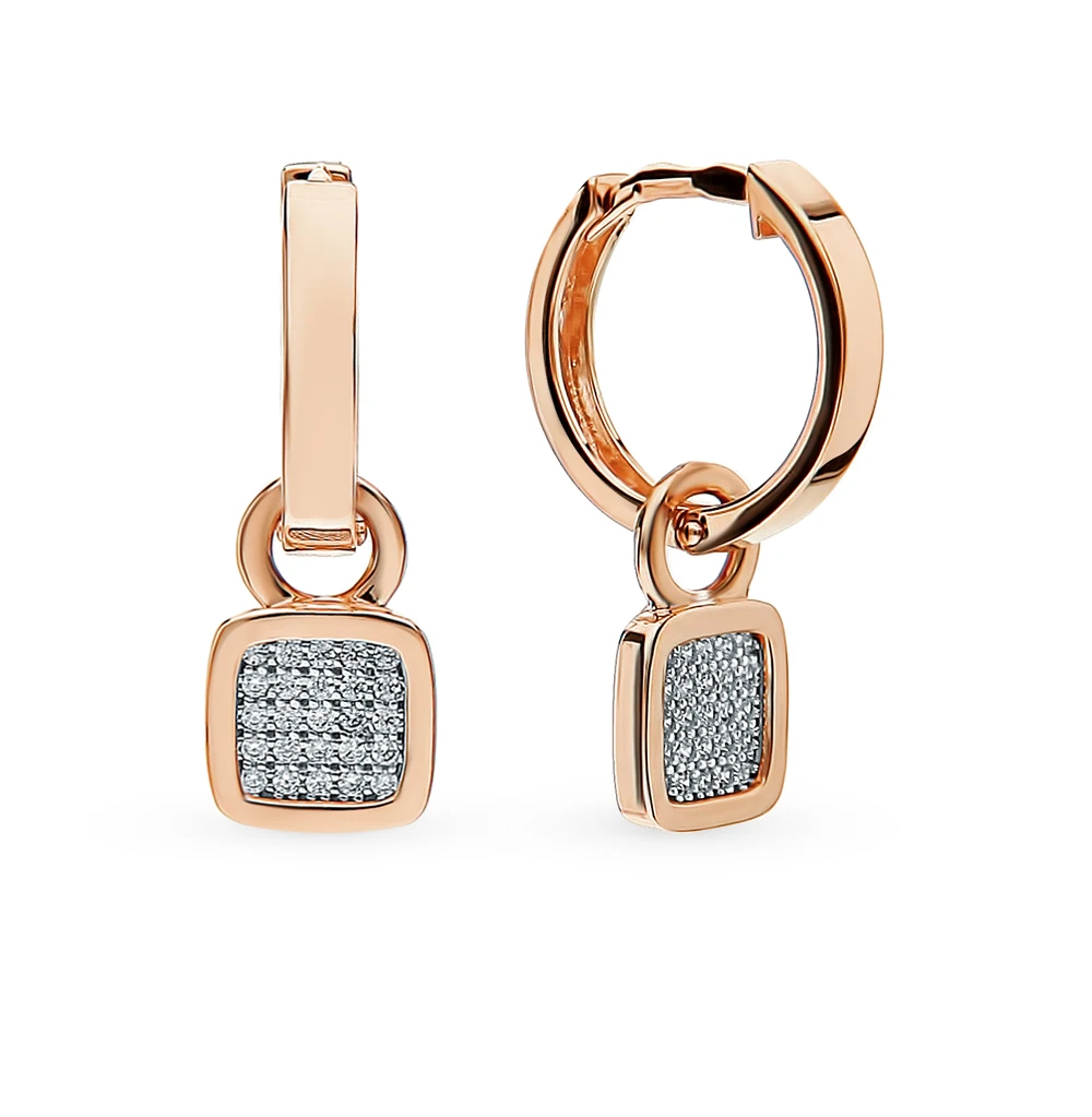 Золотые серьги с фианитами SUNLIGHT проба 585 | Украшения и аксессуары