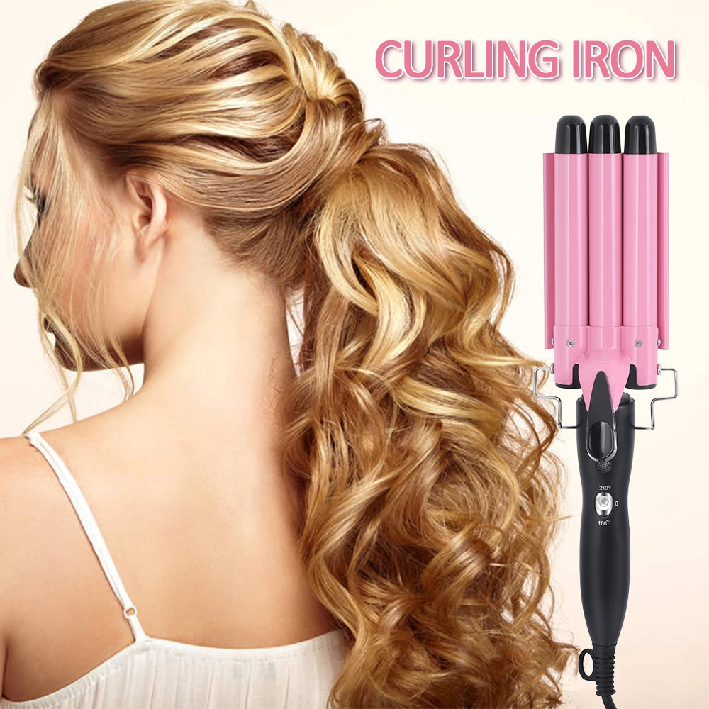 Электрическая плойка для завивки волос тройная бочка стайлер Быстрое нагревание