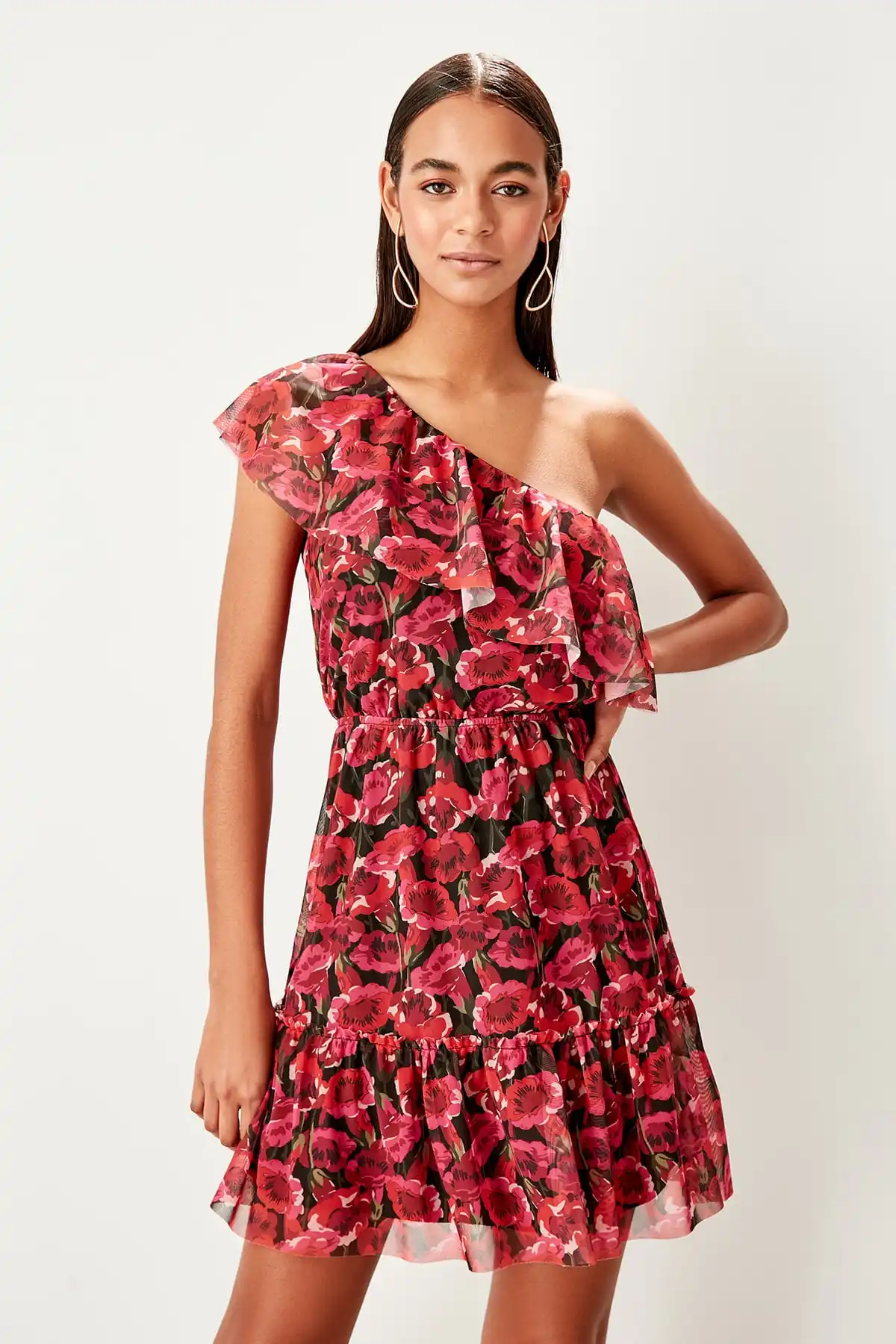 Бордовое трикотажное платье TWOSS19LJ0310|Женские платья| |