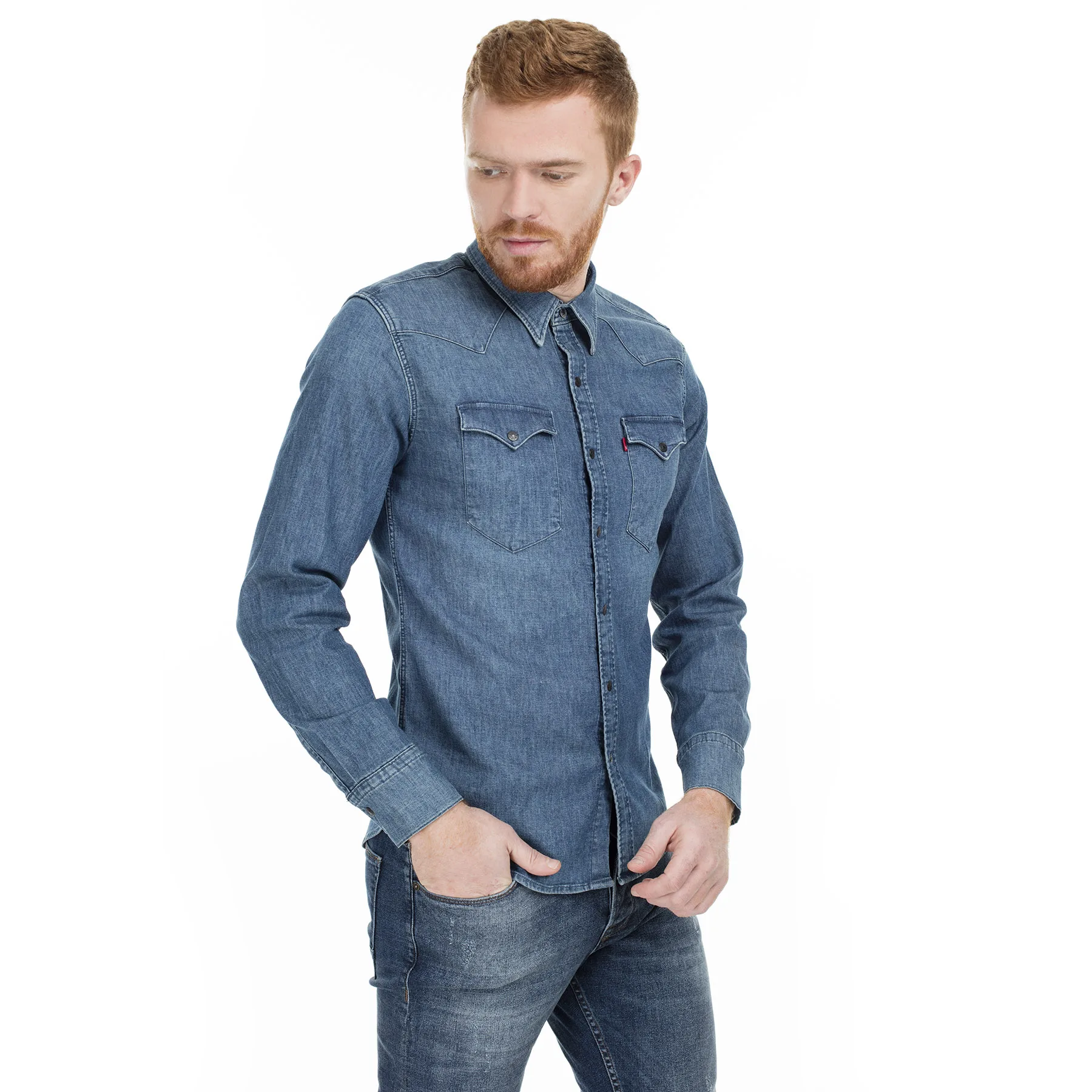 Мужская джинсовая рубашка Levi's 65816|Повседневные рубашки| |