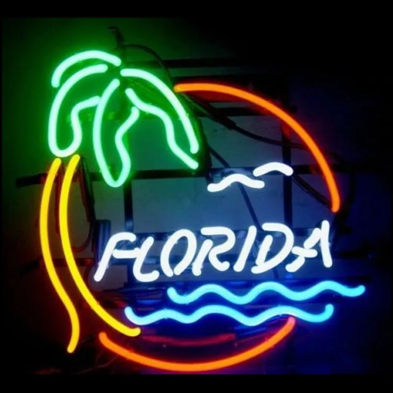 

Custom Florida Beach Pam Tree Glass Neon Light Sign Beer Bar Wall Neon Light Sign Provides Light for Part Aesthetic Room Decor