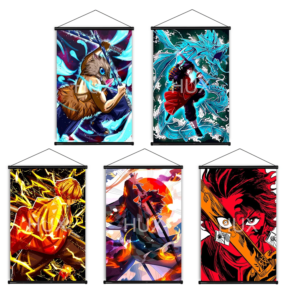 

Japanese Anime Demon Slayer Kimetsu Home Decor Scroll Pictures Prints Wall Art Quality Canvas Painting Posters Modern Mural Gift