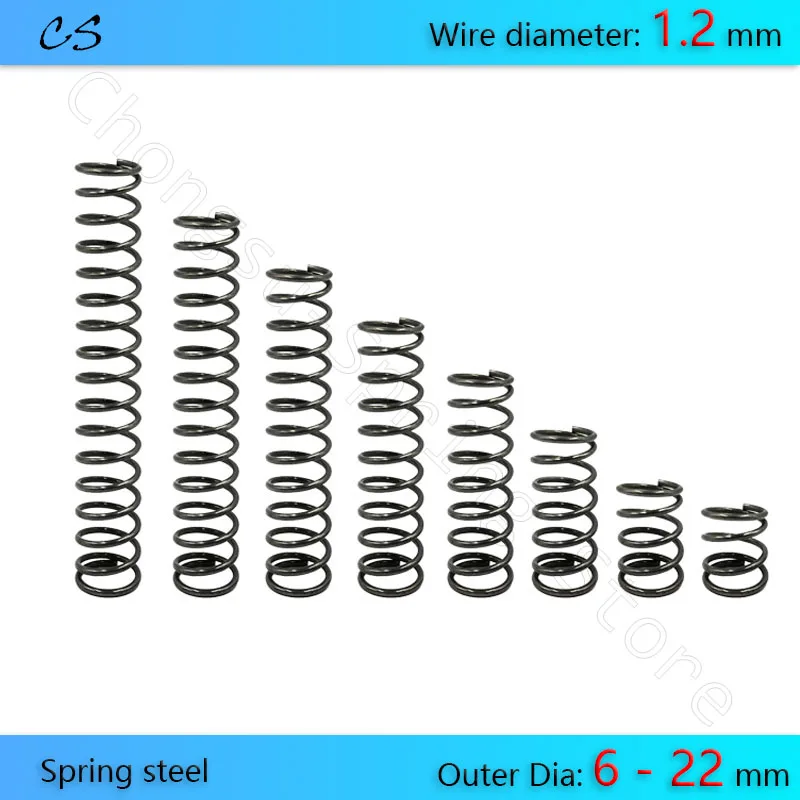 5PCS 1.2 mm Compression Springs Pressure Spring Wire Dia Outer 6 7 8 9 10 11 12 13 14 15 16 - 22mm Length 100mm | Обустройство дома
