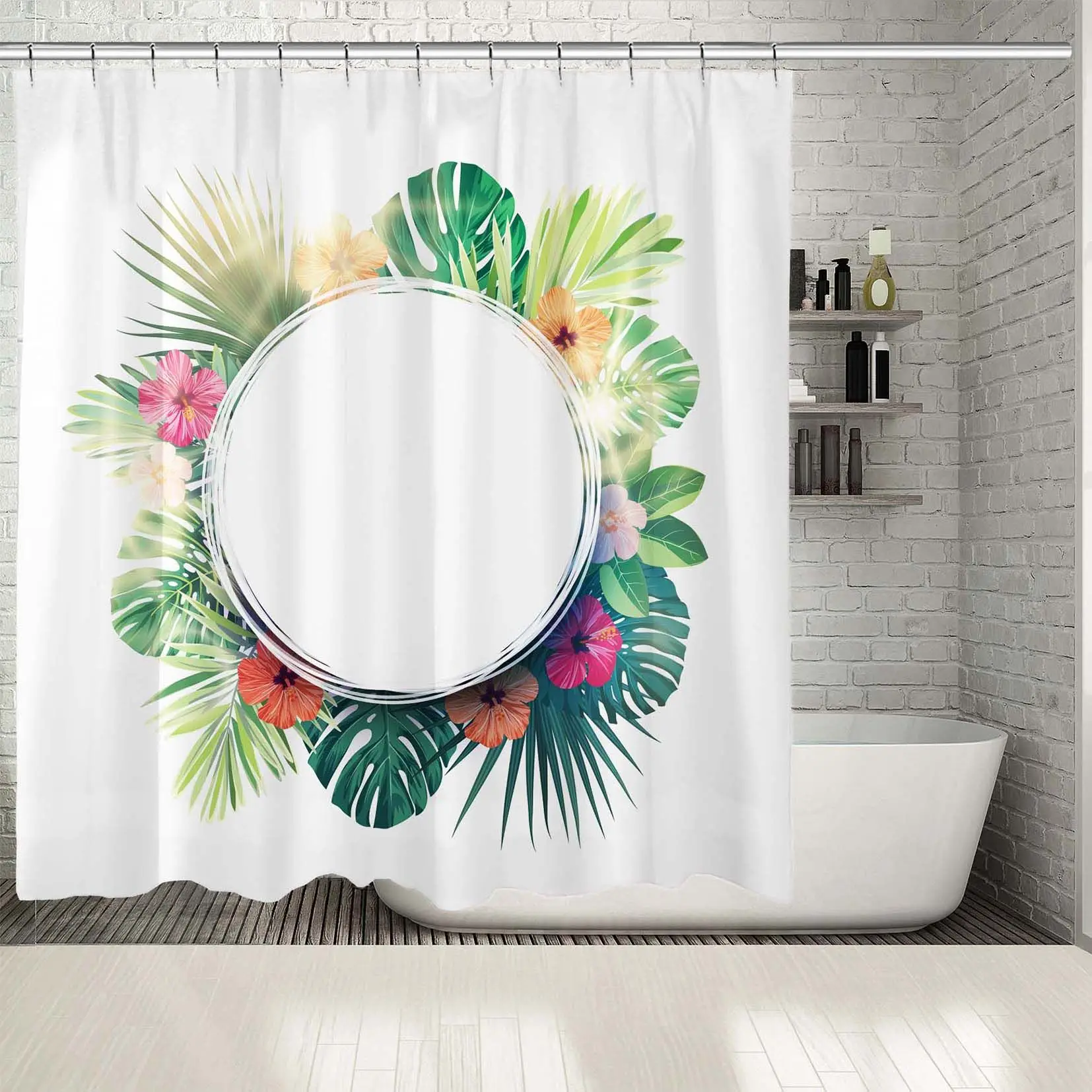 Занавеска для душа экзотические Пальмовые Листья и Гибискус цветы летние